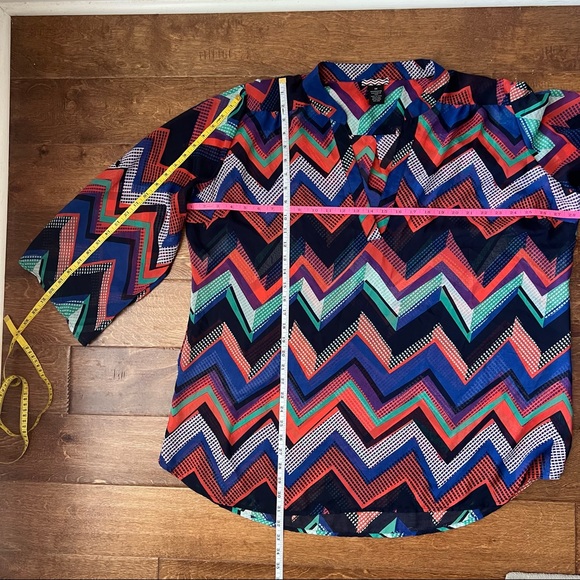 Belle Tweed Chiffon Sheer Roll Tab Sleeve Blouse Size 3 X - Picture 5 of 7